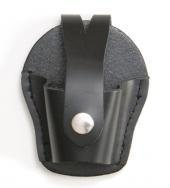Schwarze Ledertasche für Handschellen Lederetui mit Druckknopfverschluss und Koppelbefestigung in 2 verschiedenen Ausführung (Rund)